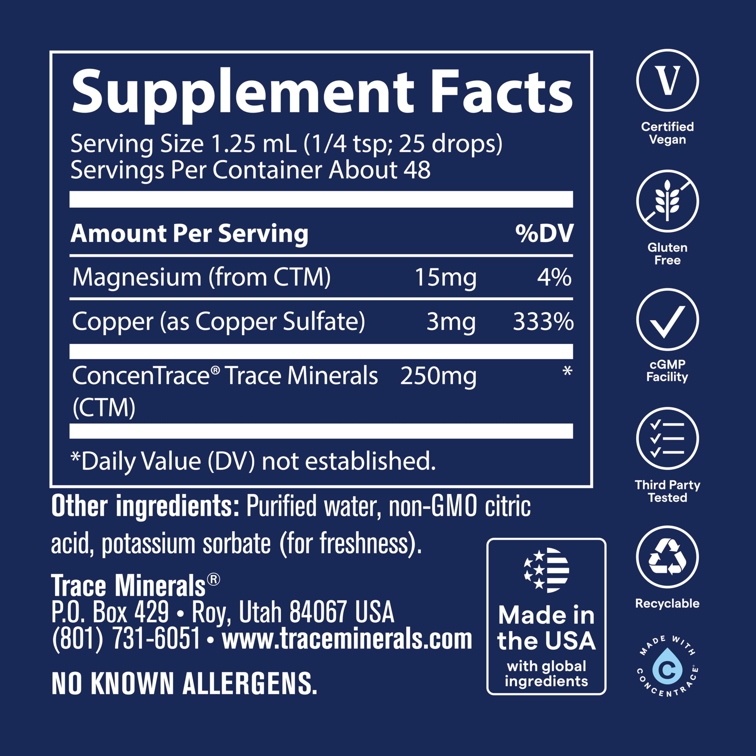 Trace Minerals mezclado en vaso de agua para uso diario rápido y cómodo