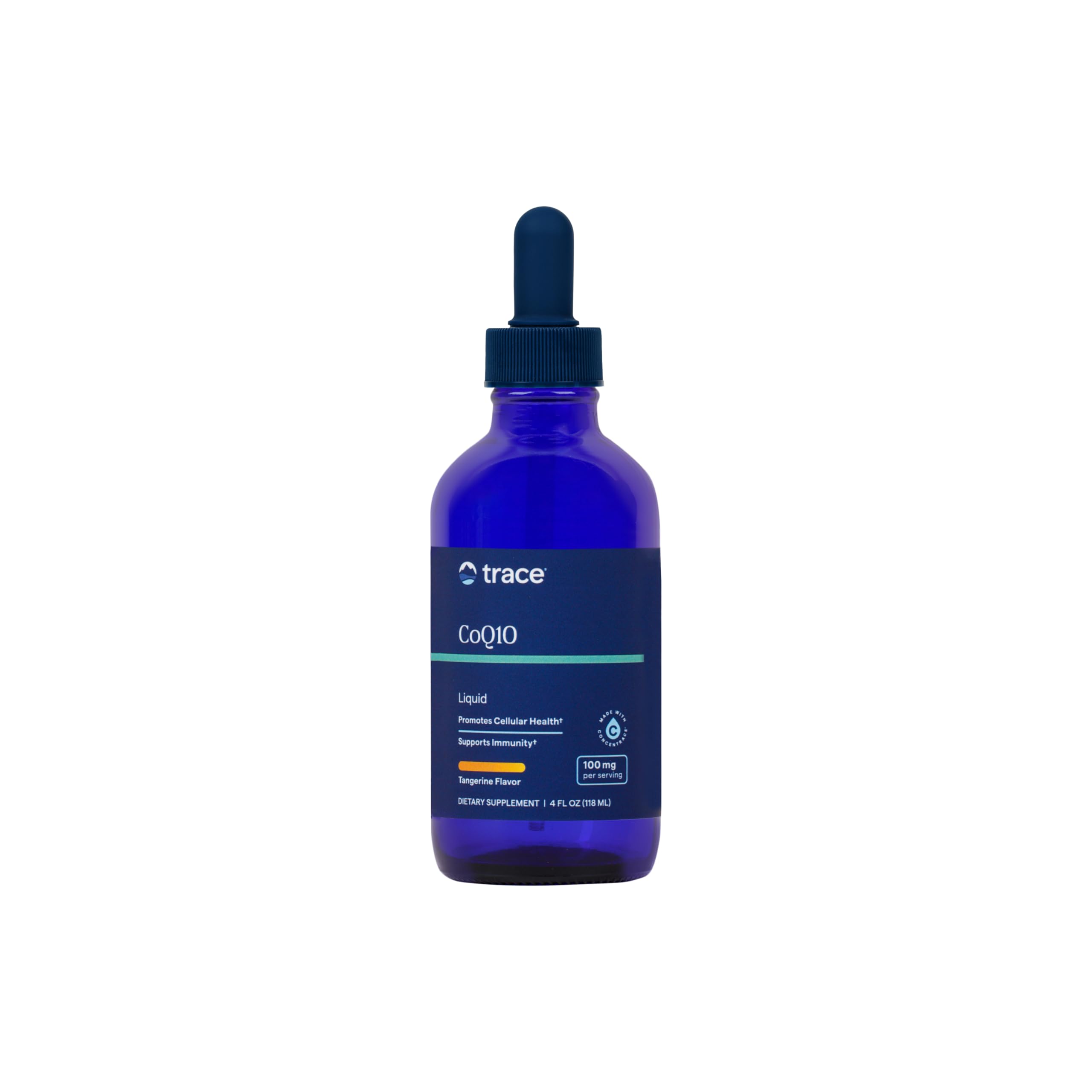 Trace Minerals frasco frente con etiqueta legible y 4 onzas, fácil dosificación