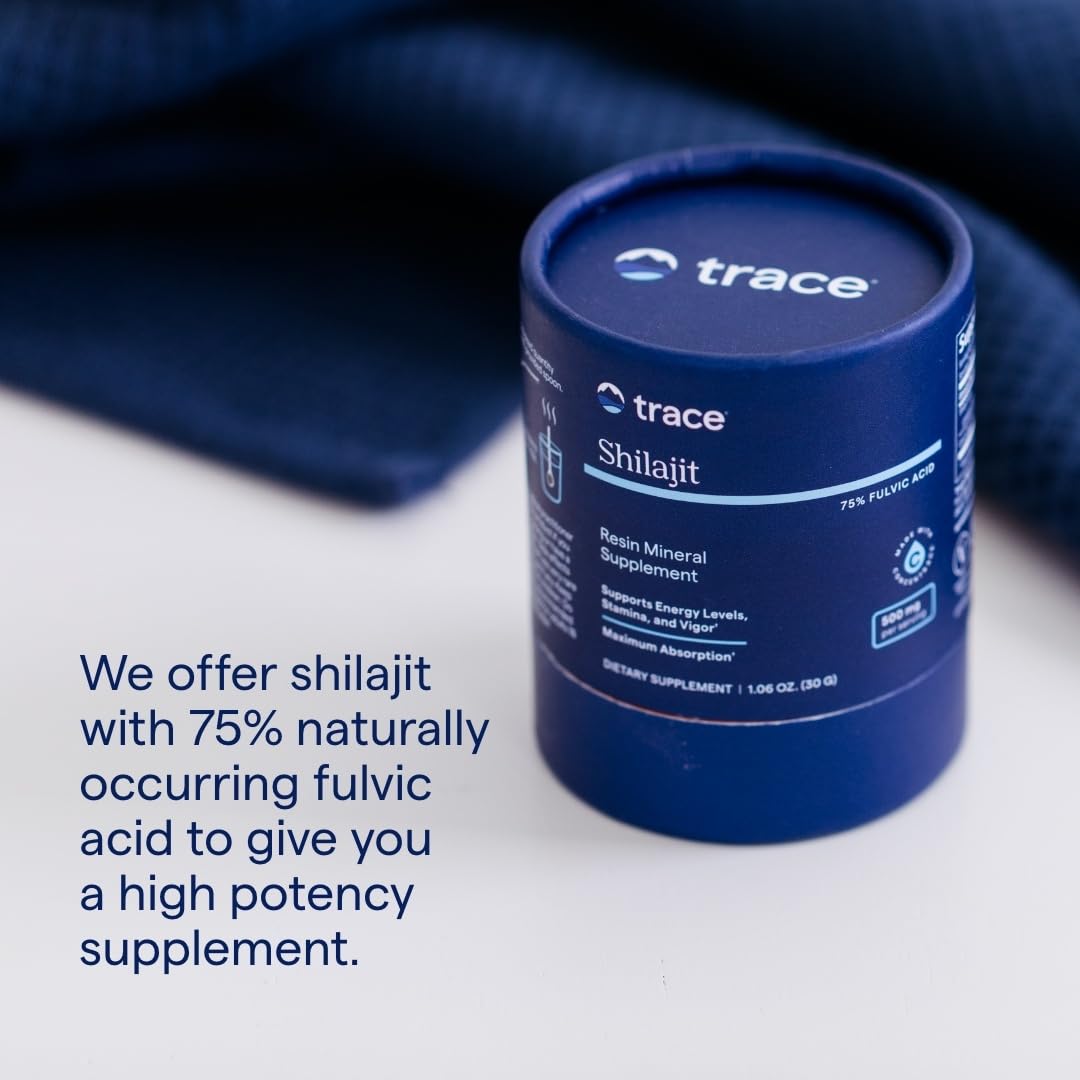 Trace Minerals envase abierto con resina dentro para ver contenido y sellado