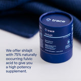 Trace Minerals envase abierto con resina dentro para ver contenido y sellado