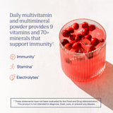 Trace Minerals sobre abierto con polvo en primer plano para mezcla rápida