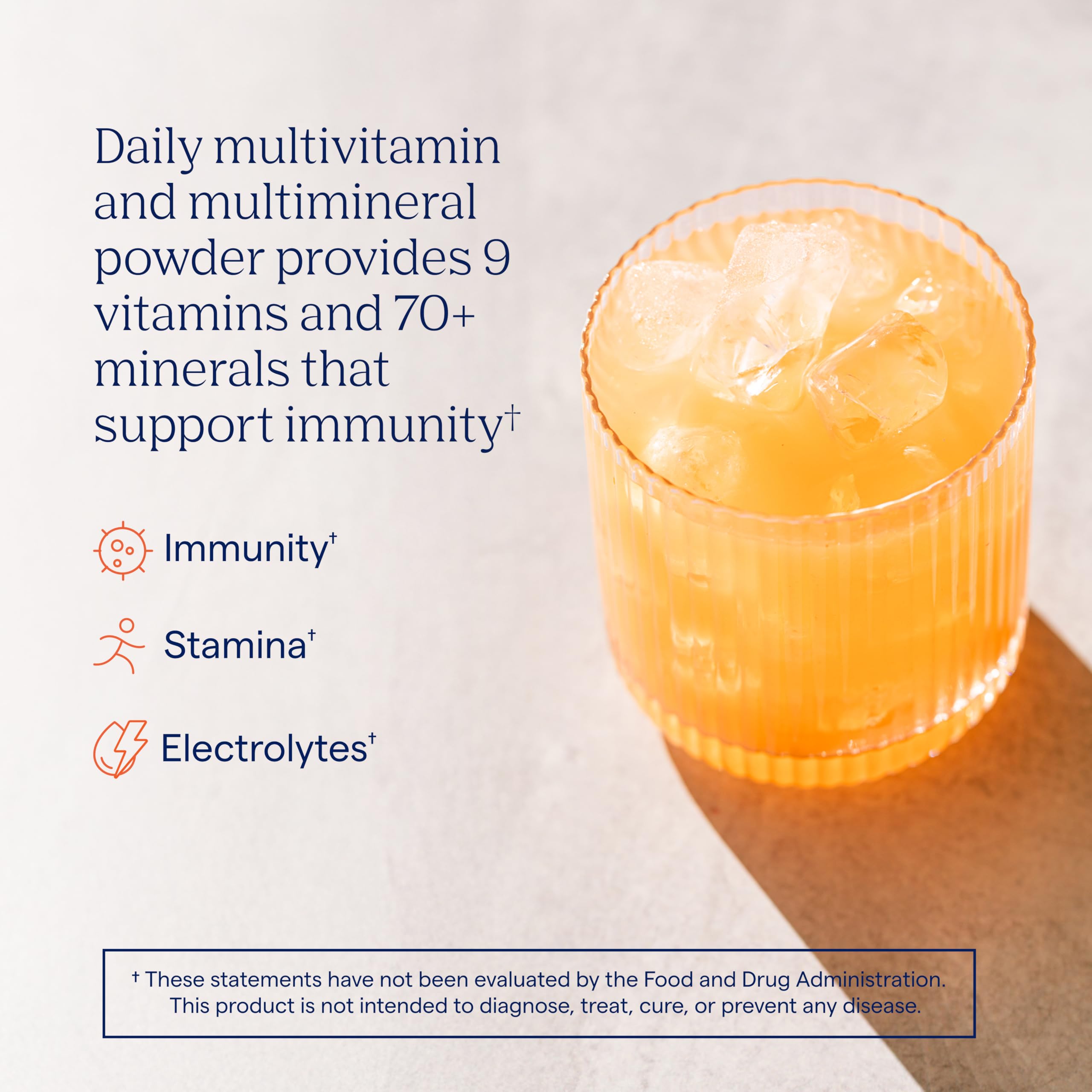 Trace Minerals polvo del sobre mostrando textura y disolución rápida