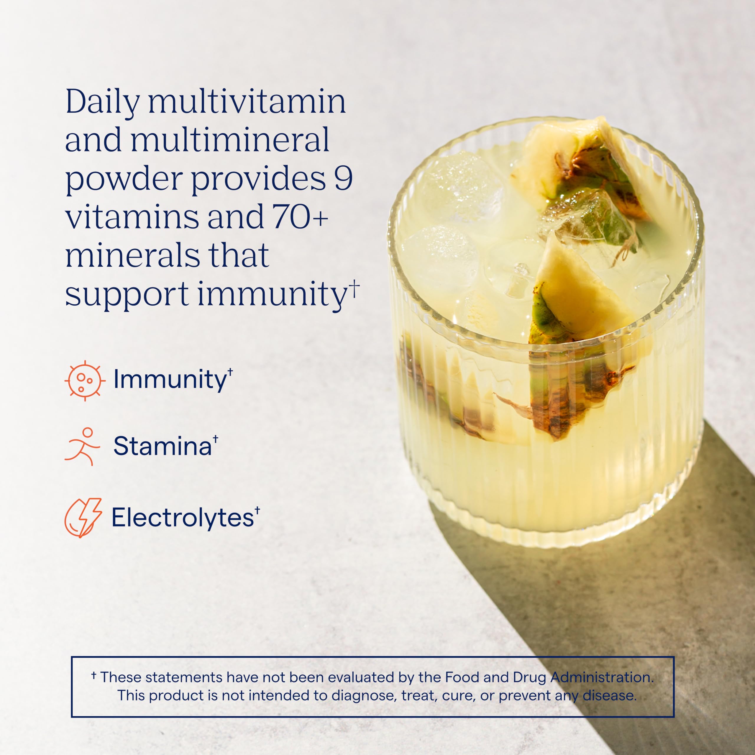 Trace Minerals sobre abierto con polvo listo para disolver y fácil mezcla
