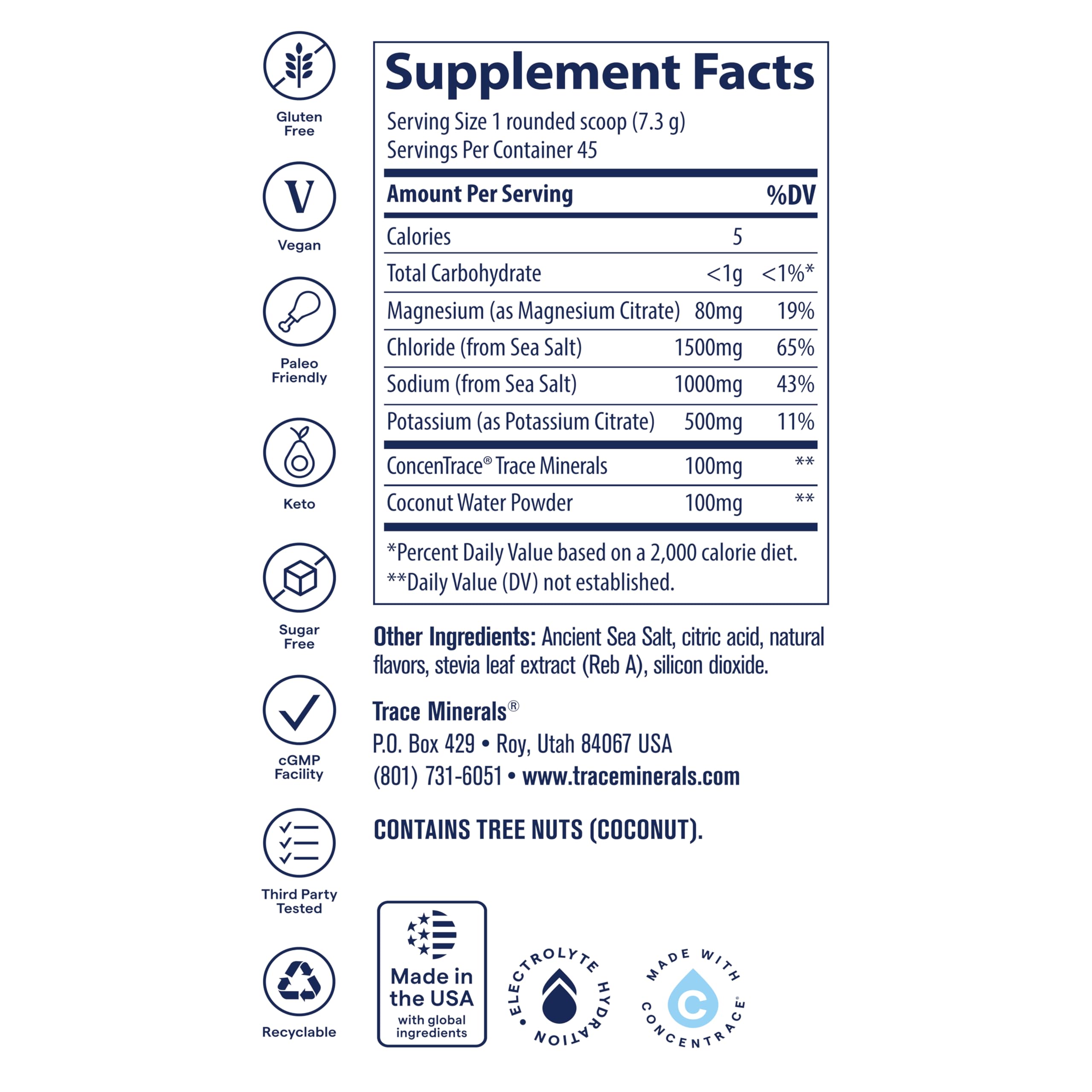 Trace Minerals sobre individual disuelto en botella, beneficio de uso portátil