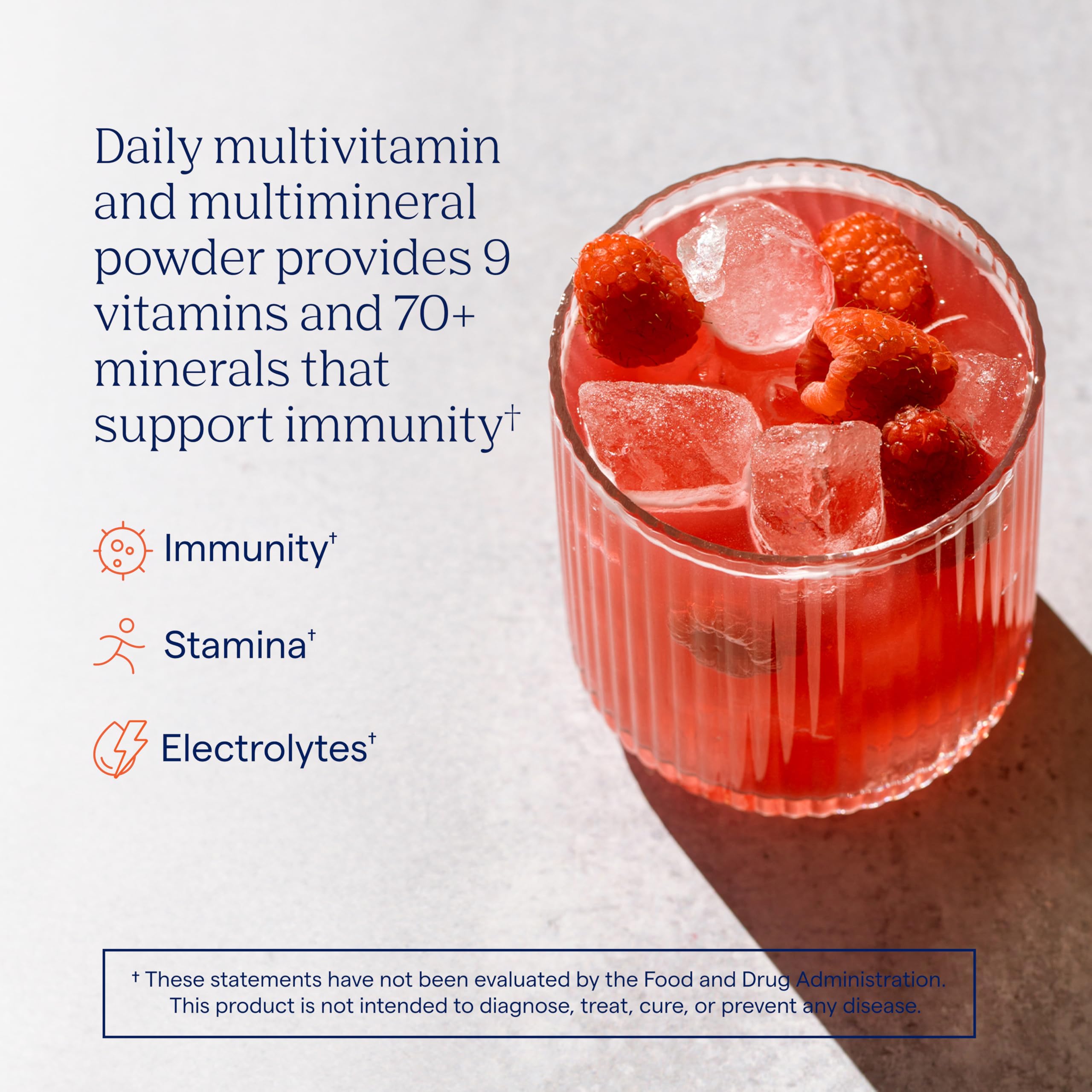 Trace Minerals sobre individual frambuesa listo para llevar y disolver