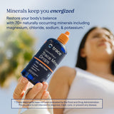 Trace Minerals frasco junto a una regla para comparar tamaño y capacidad