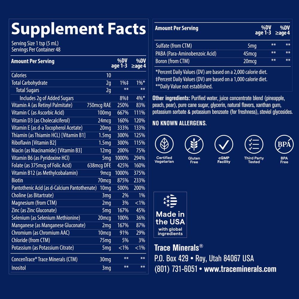 Trace Minerals tapa y dosificador para una medida fácil y segura