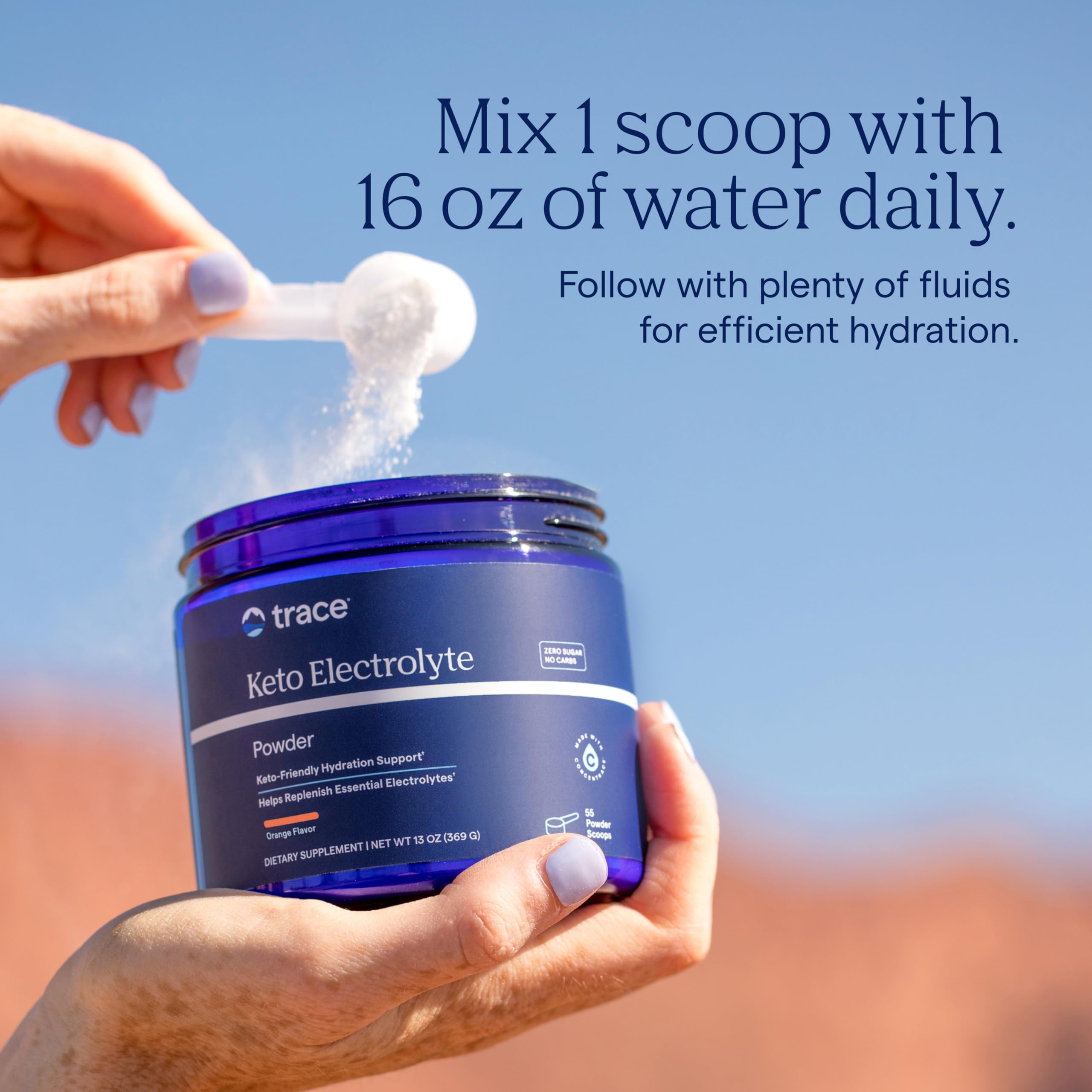 Trace Minerals vaso de 16 oz listo para beber facilita dosis correcta y conveniencia