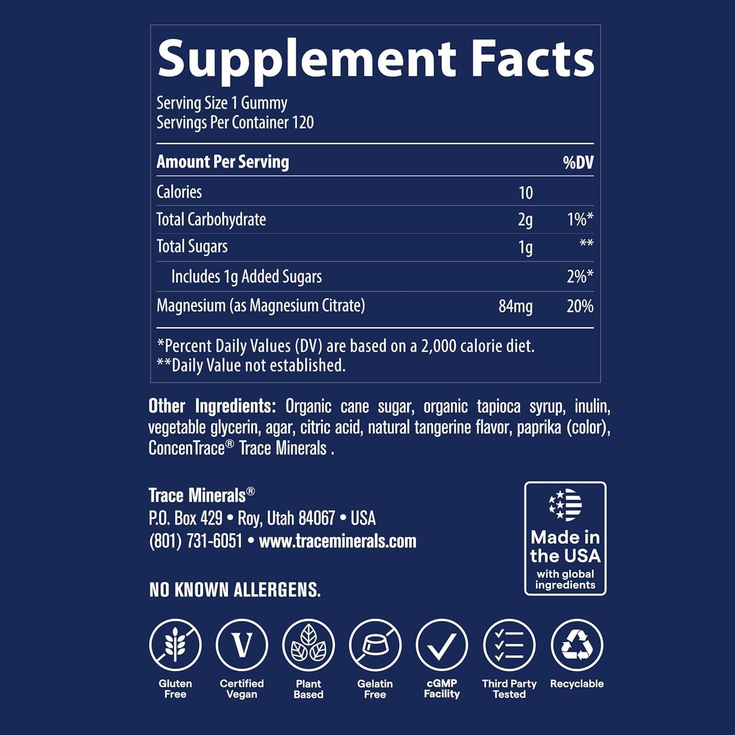 Detalle textura de gominola Trace Minerals, muestra formato masticable