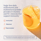 Trace Minerals polvo cercano mostrando textura fina y mezcla rápida en agua