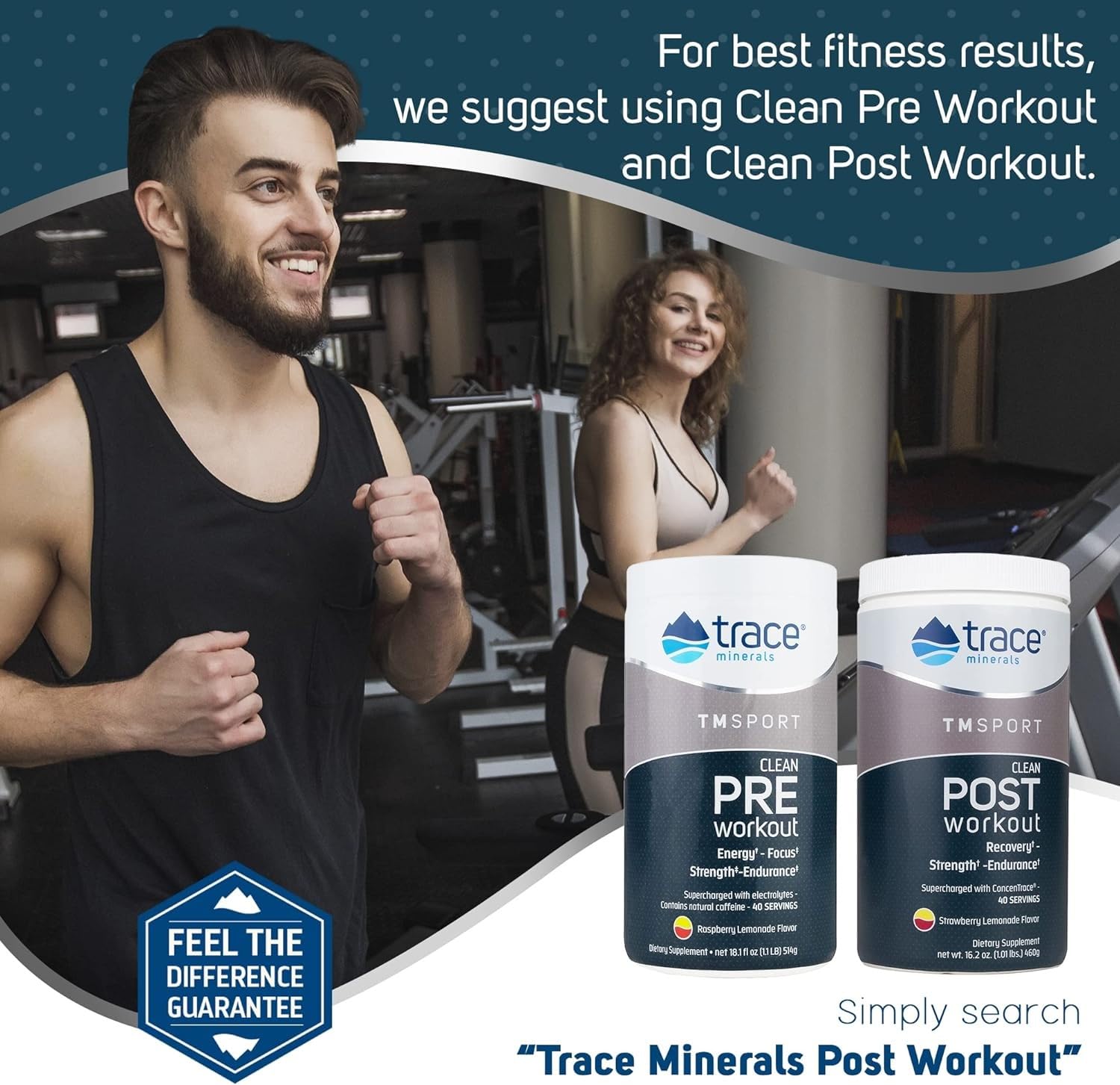Trace Minerals en escena de estilo de vida activo, energía y enfoque antes de entrenar