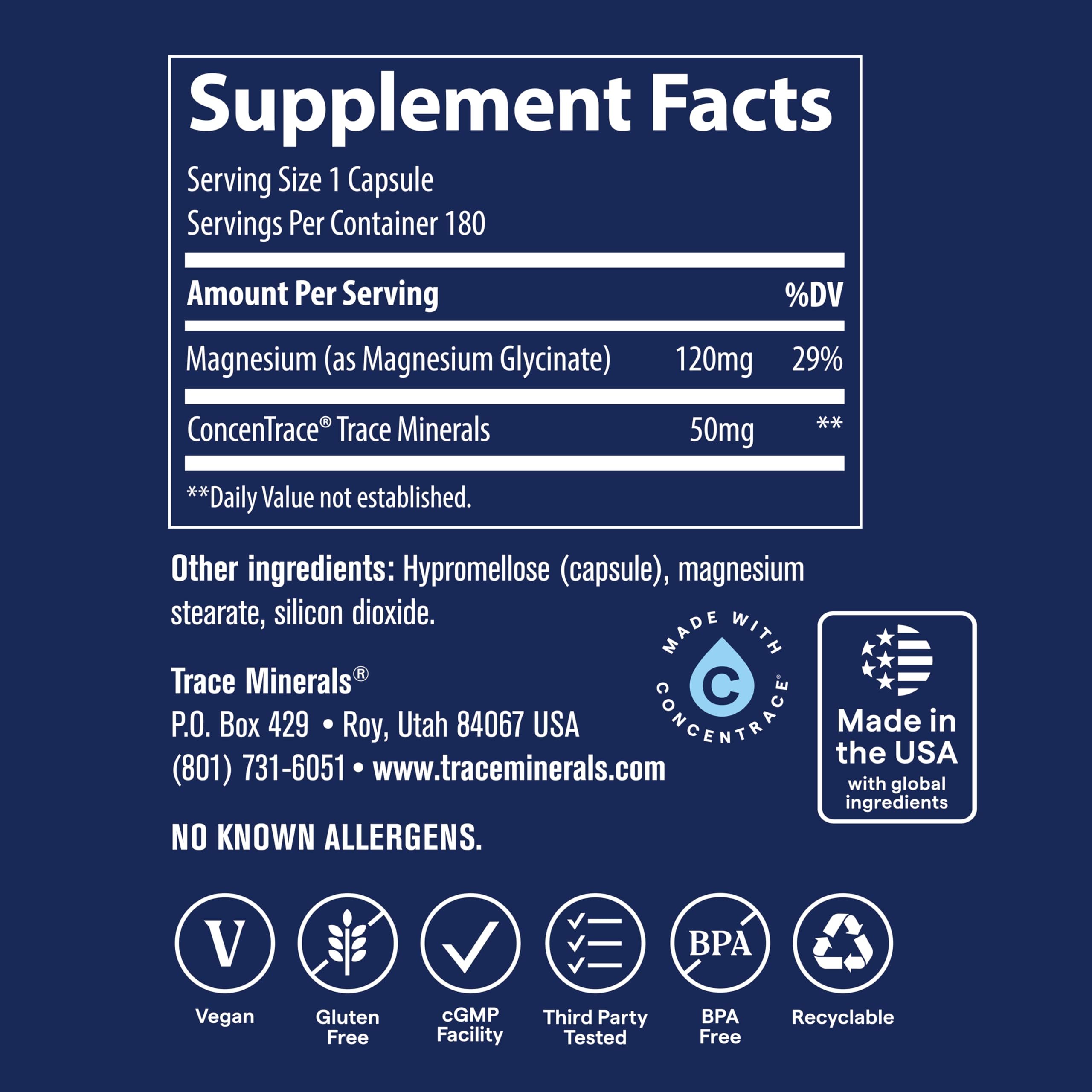 Trace Minerals cápsula en mano ejemplificando toma diaria y conveniencia