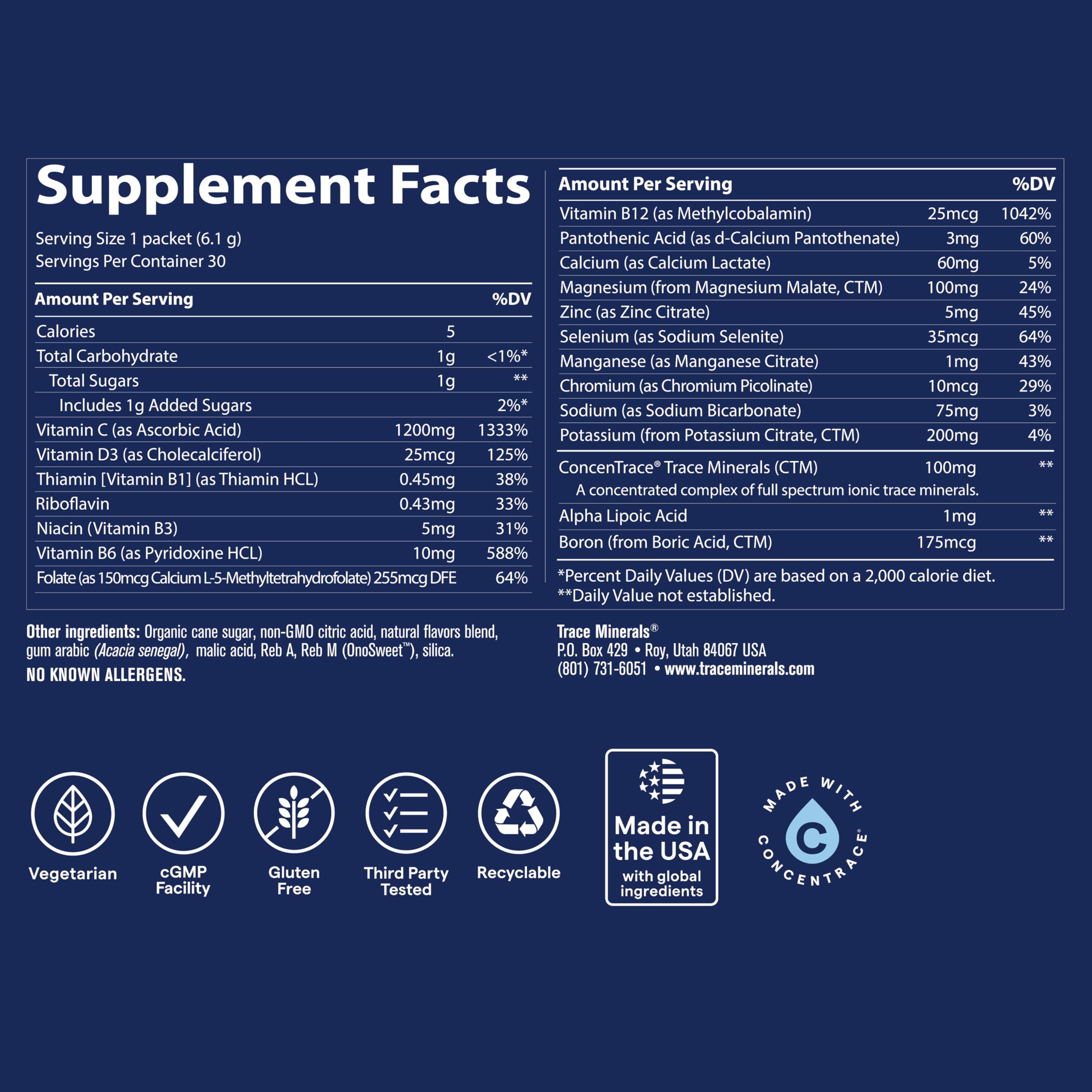 Trace Minerals bebida efervescente en vaso refrescante para rápida hidratación