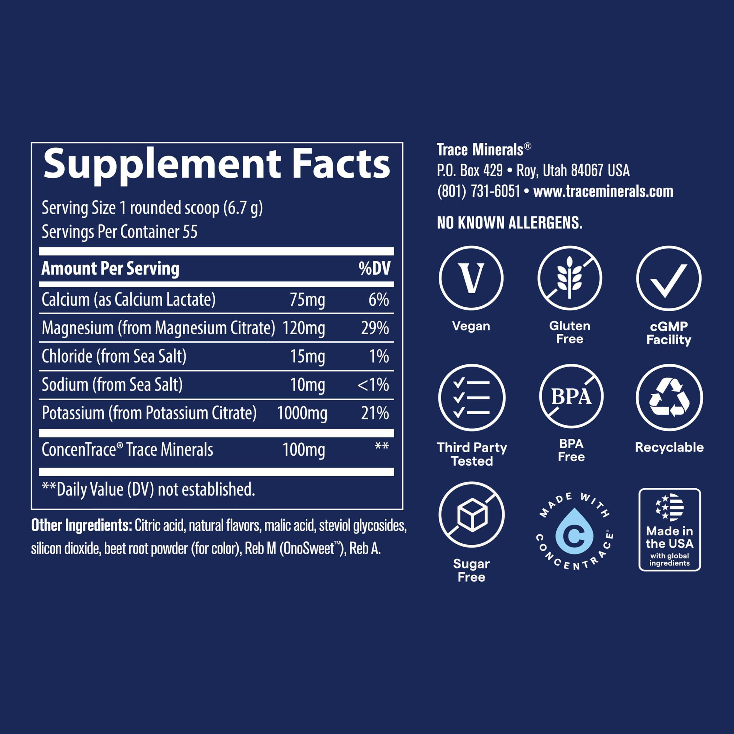 Trace Minerals vaso mezclado listo para beber, aporta hidratación sin azúcar al instante