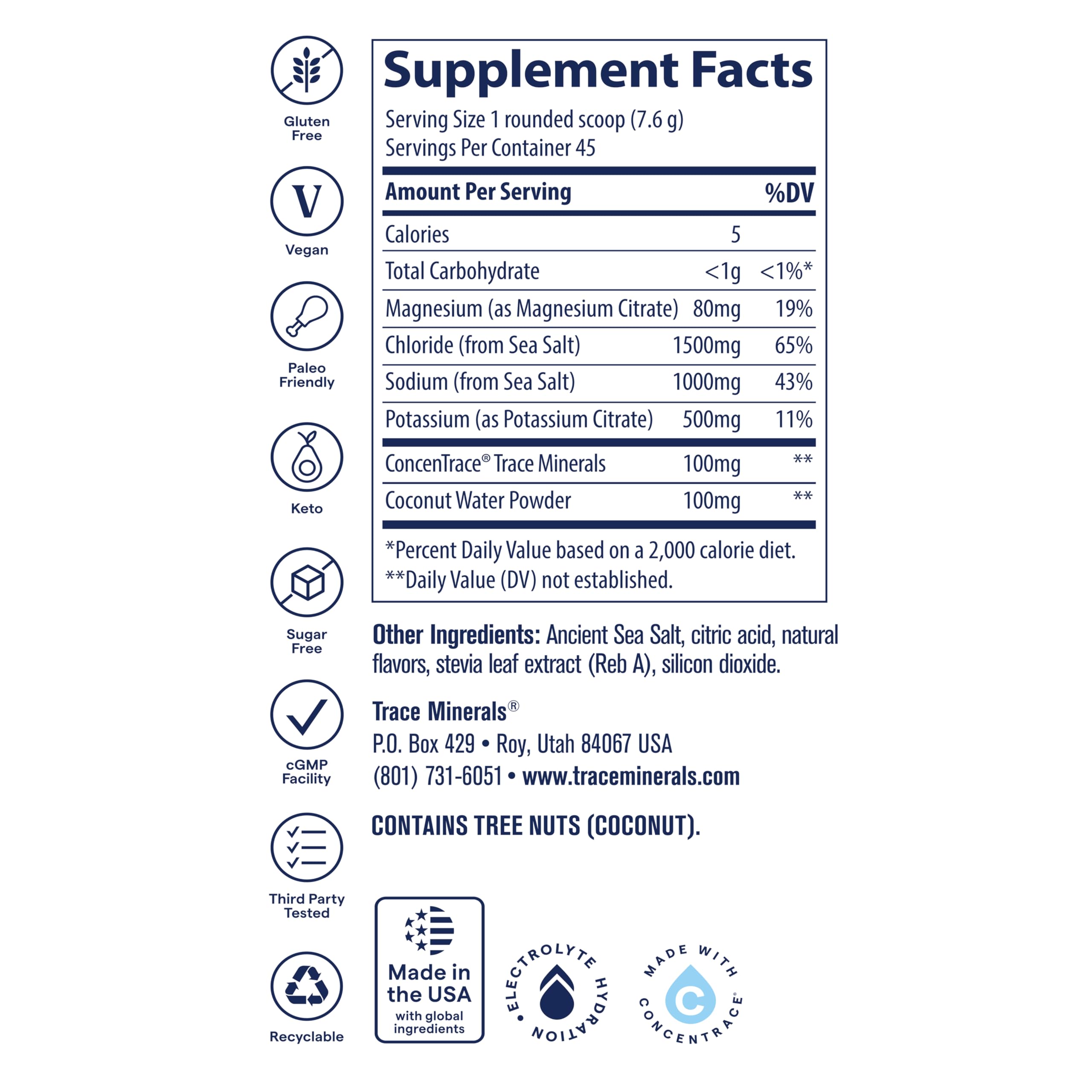 Vaso con ZeroLyte Trace Minerals listo para beber mostrando hidratación eficaz