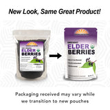 TradeKing detalle de textura de elderberries secas, bayas enteras con color oscuro que aporta sabor intenso