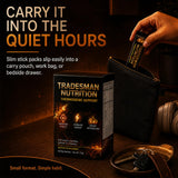 TRADESMAN NUTRITION sachets en mano para ver tamaño y dosis