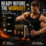 TRADESMAN NUTRITION atleta mezclando un sachet antes de entrenar para energía