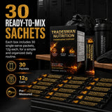 TRADESMAN NUTRITION sobres dentro de un bolso listos para llevar