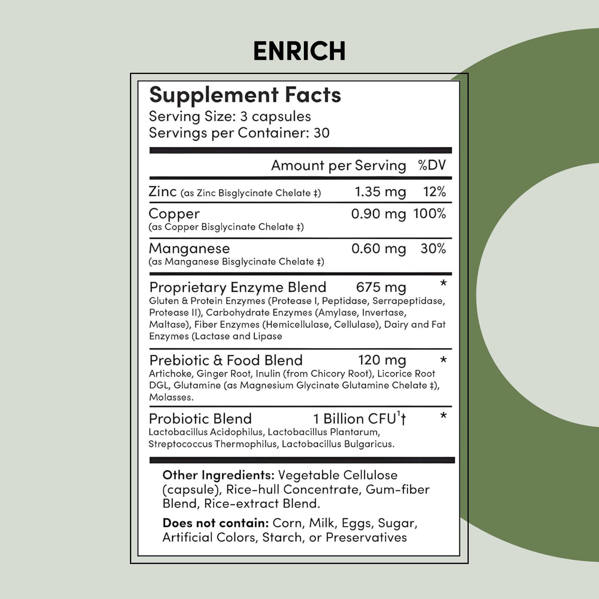 Tranont Enrich ingredientes en polvo cerca de alimentos para mostrar acción enzimática