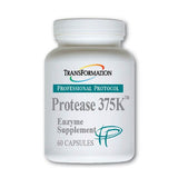 TRANSFORMATION envase frontal de Protease 375K mostrando etiqueta y beneficios