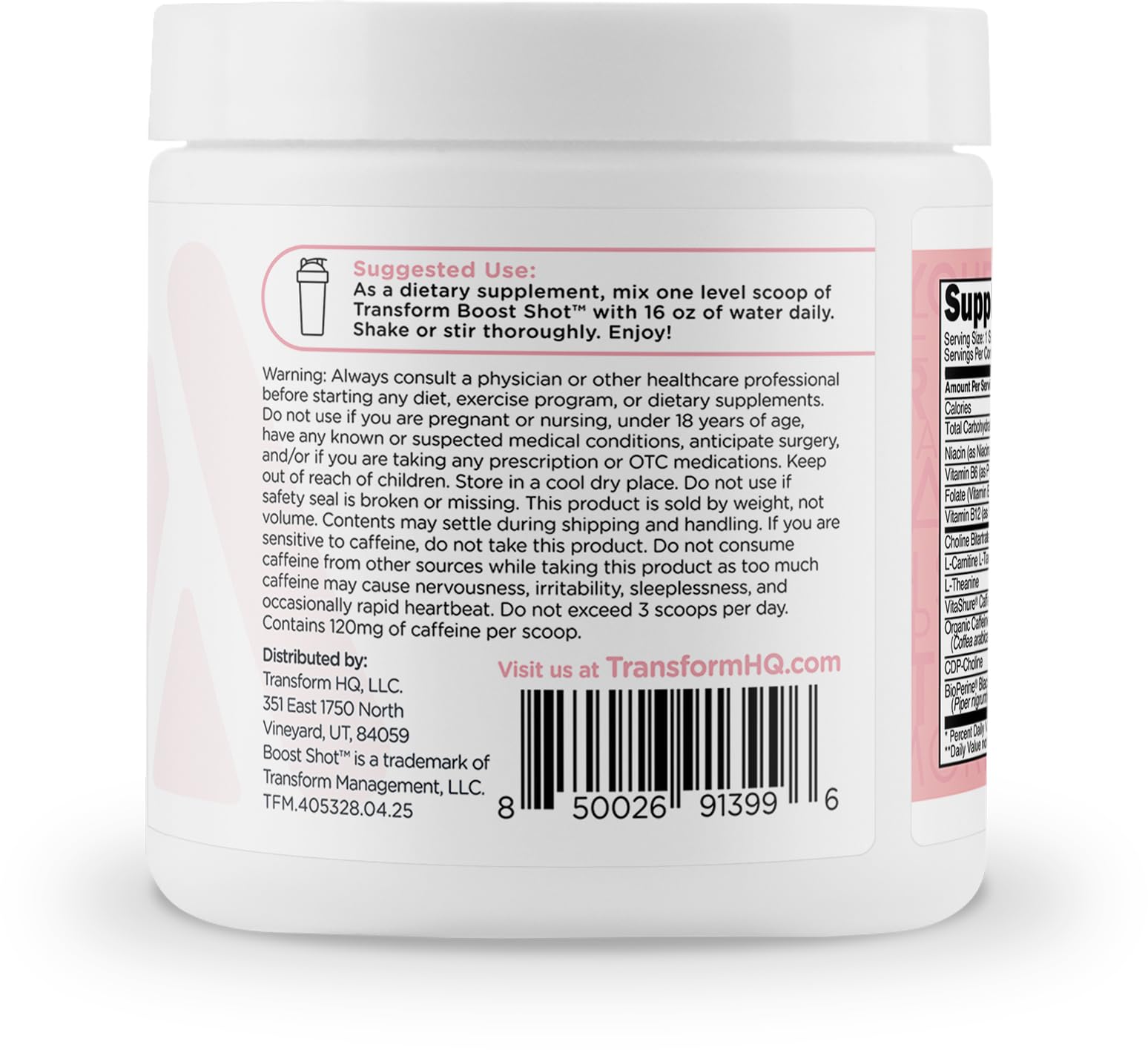 TransformHQ vaso con bebida mezclada para energía sostenida durante el día