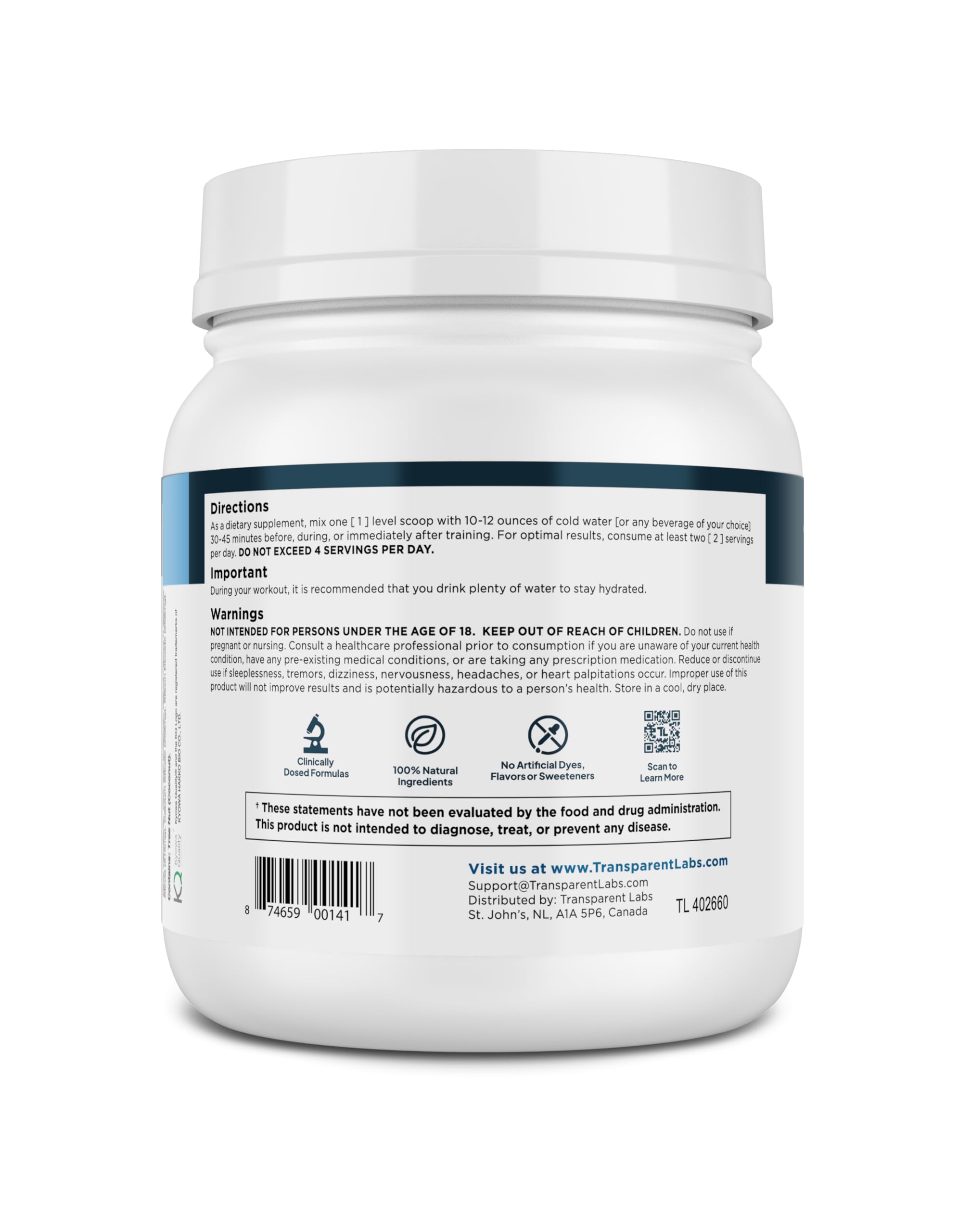 Transparent Labs bebida fresa limonada servida lista para consumir