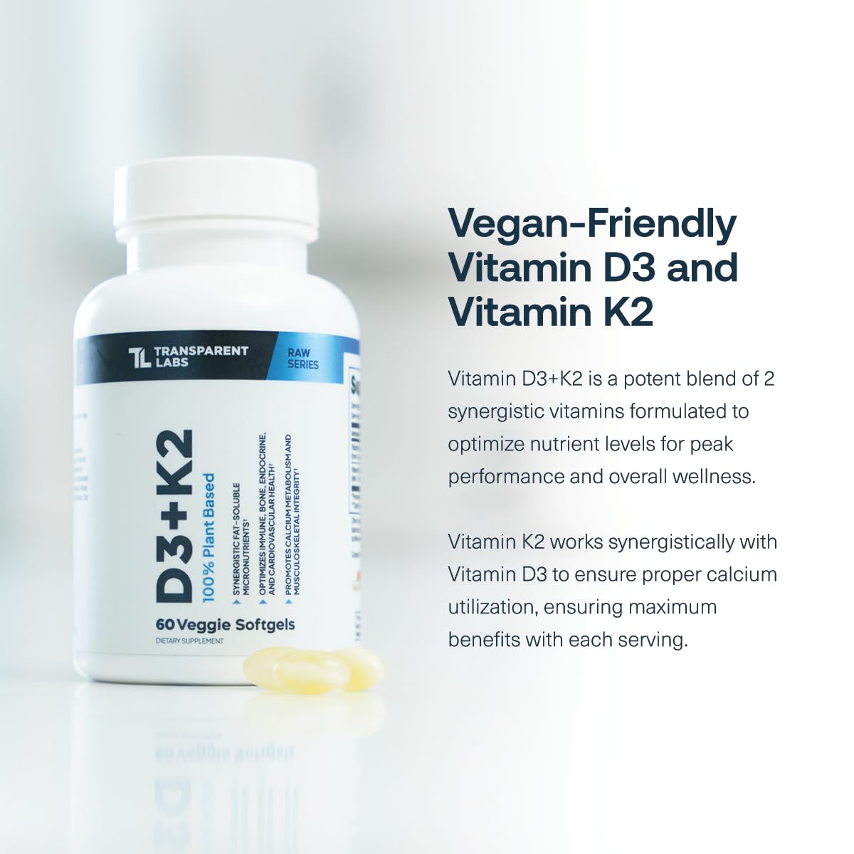 Transparent Labs cápsula vegetal en primer plano, fácil de tragar y vegana