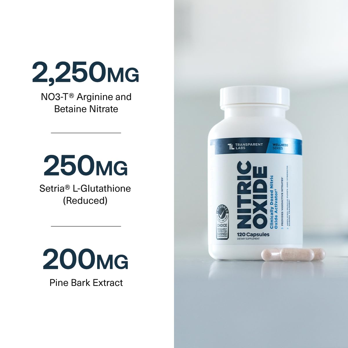 Transparent Labs detalle de etiqueta con lista de ingredientes y dosis claras