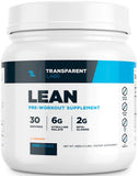 Transparent Labs bote frontal mostrando etiqueta clara y beneficio de energía sostenida