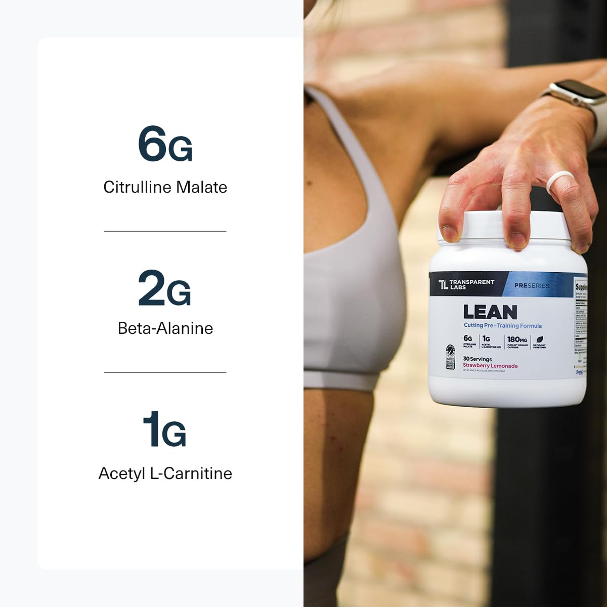 Vaso con mezcla preparada de Transparent Labs Lean Pre-Workout listo para consumo antes del entrenamiento