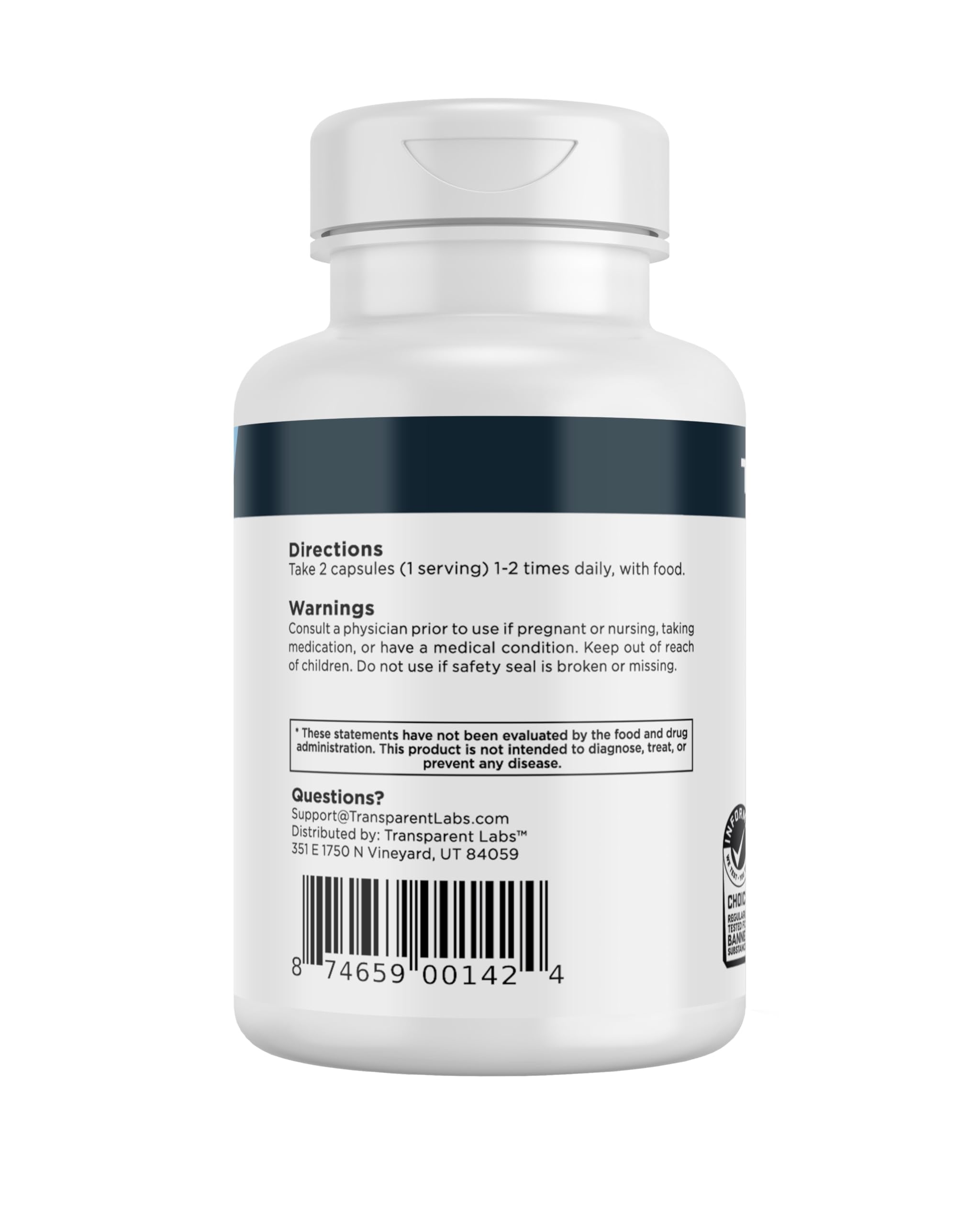 Transparent Labs Vitality etiqueta nutricional en primer plano para transparencia de dosis