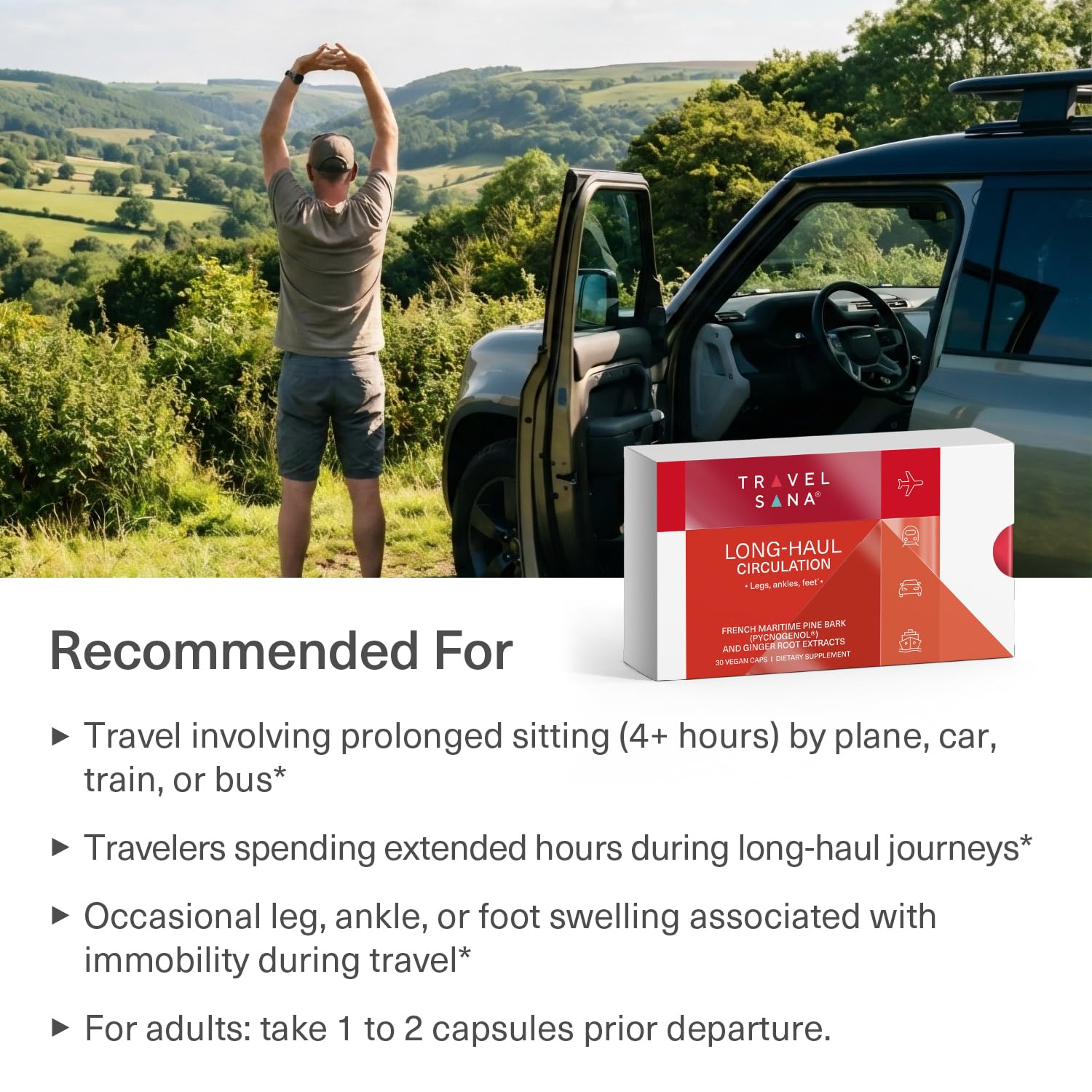Cápsula TRAVELSANA en mano para comparar tamaño y portabilidad