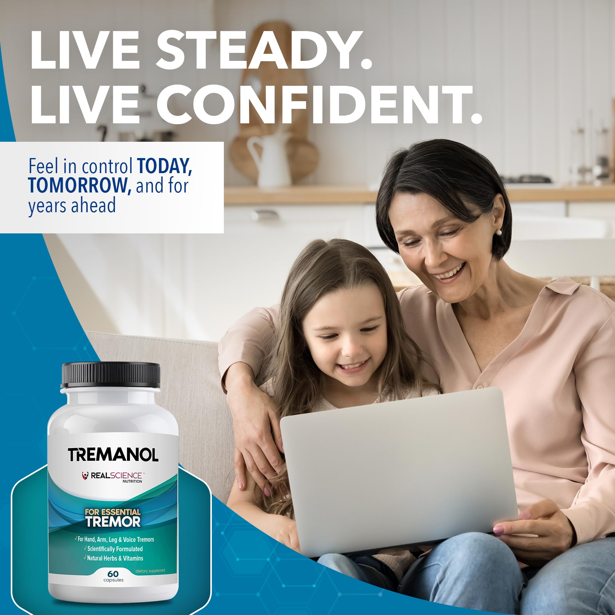 Real Science Nutrition cápsula junto a moneda para referencia de tamaño