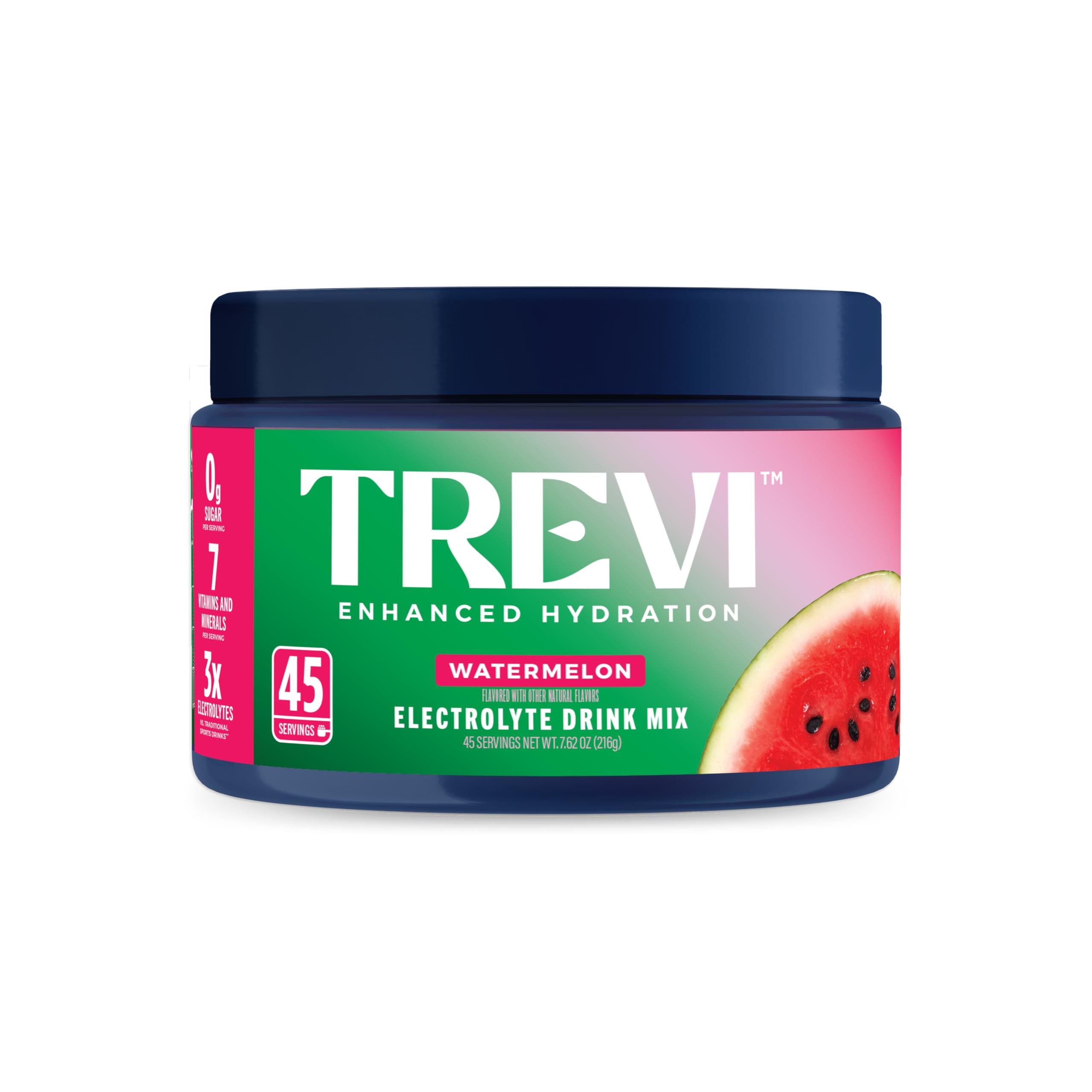 TREVI bote frontal sabor sandía mostrando cantidad y apariencia, ideal para hidratación diaria