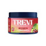 TREVI tarro frontal con etiqueta clara y sabor cereza lima, fácil identificación