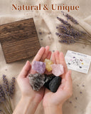 Trinckle caja de madera abierta guardando cristales y protegiendo piedras