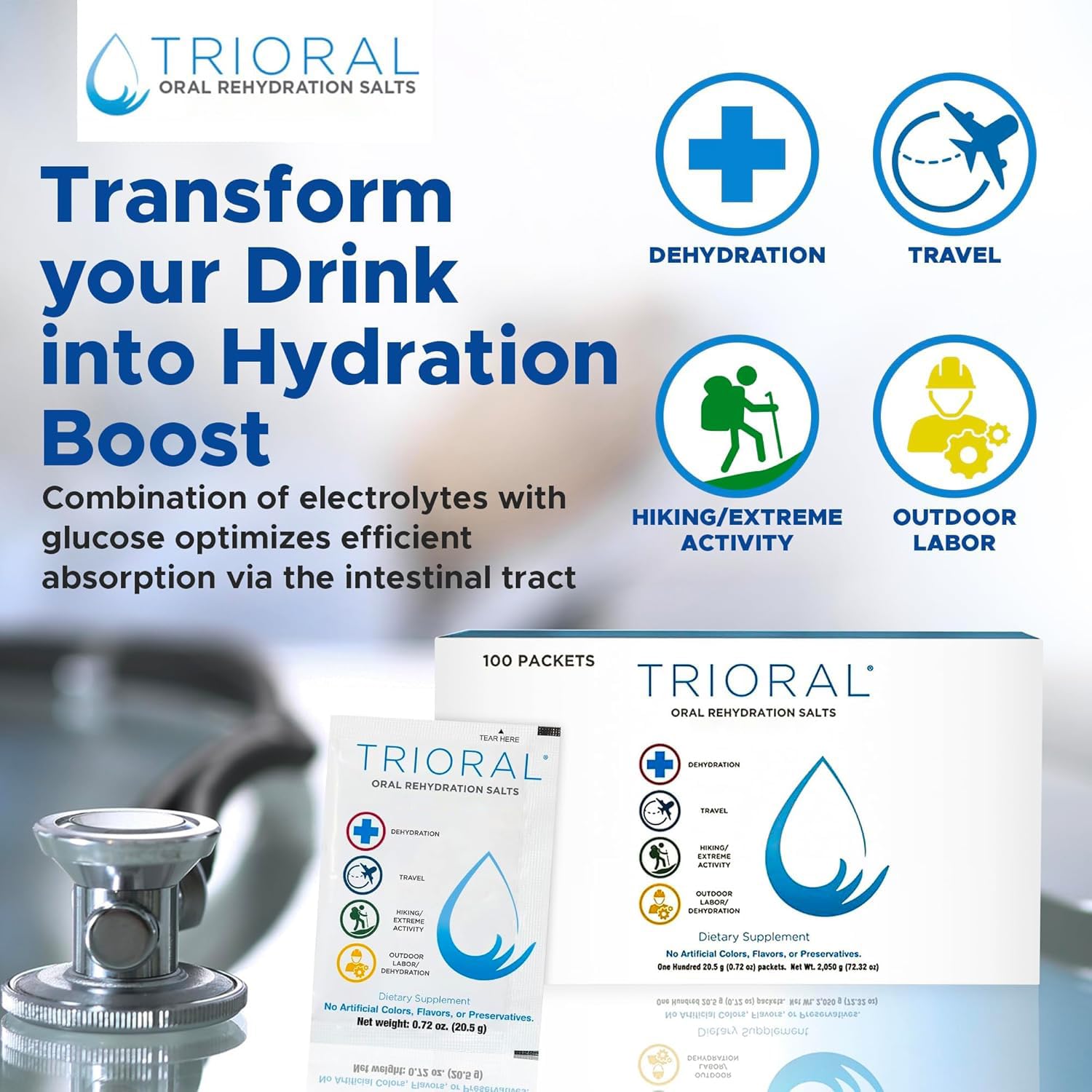 TRIORAL etiqueta con ingredientes y valores para transparencia y seguridad