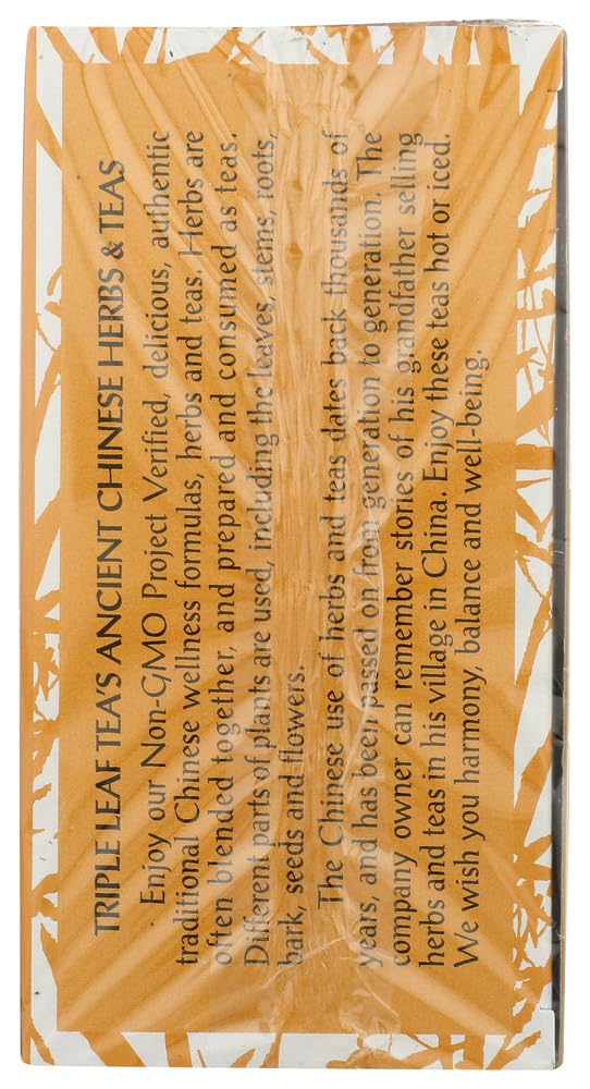 Triple Leaf Tea bolsa individual salida del sobre mostrando textura y sellado