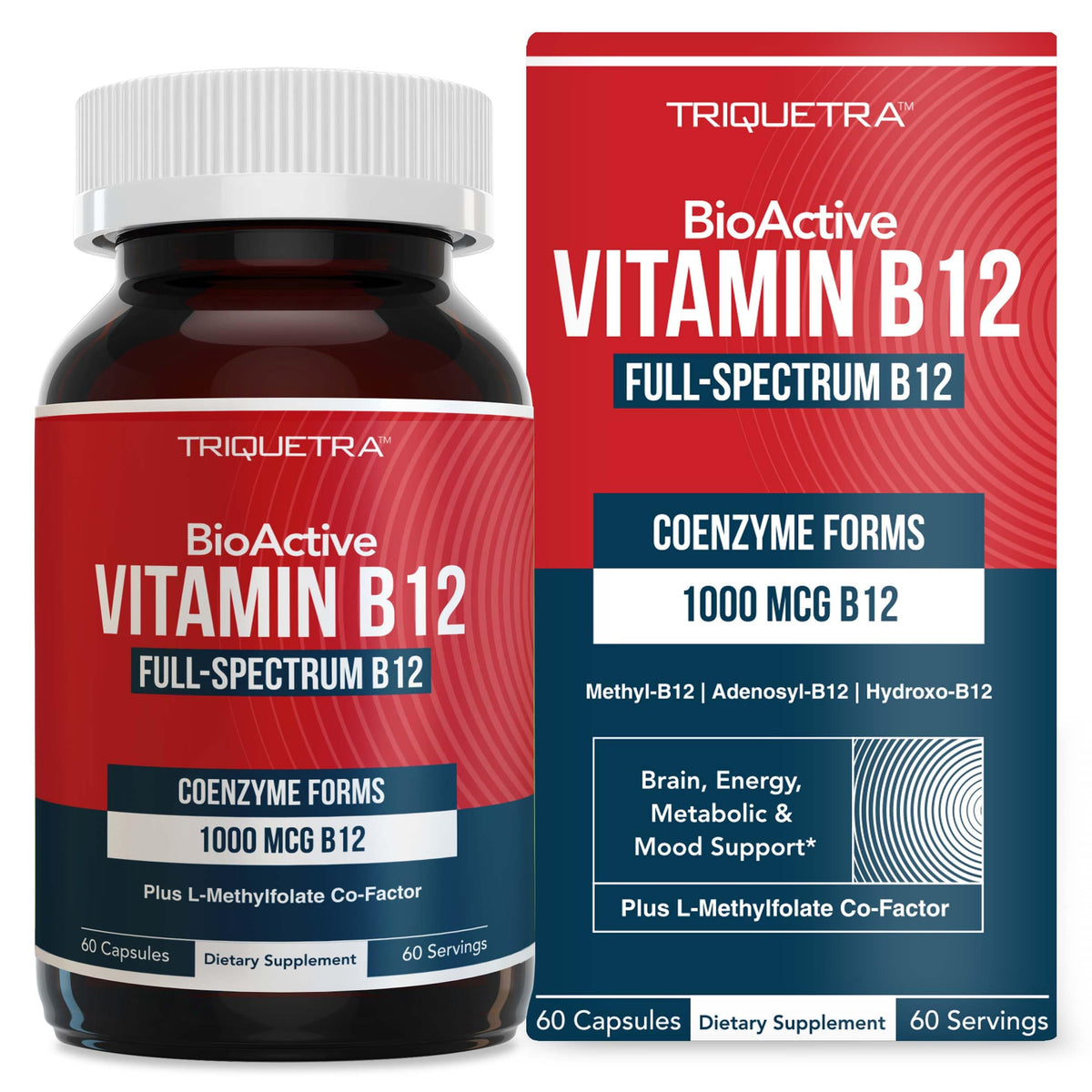 Triquetra Health botella frontal mostrando el envase y beneficios