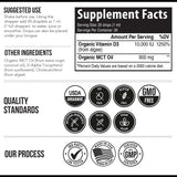 Triquetra Health botella junto a mano para comparar tamaño y porciones