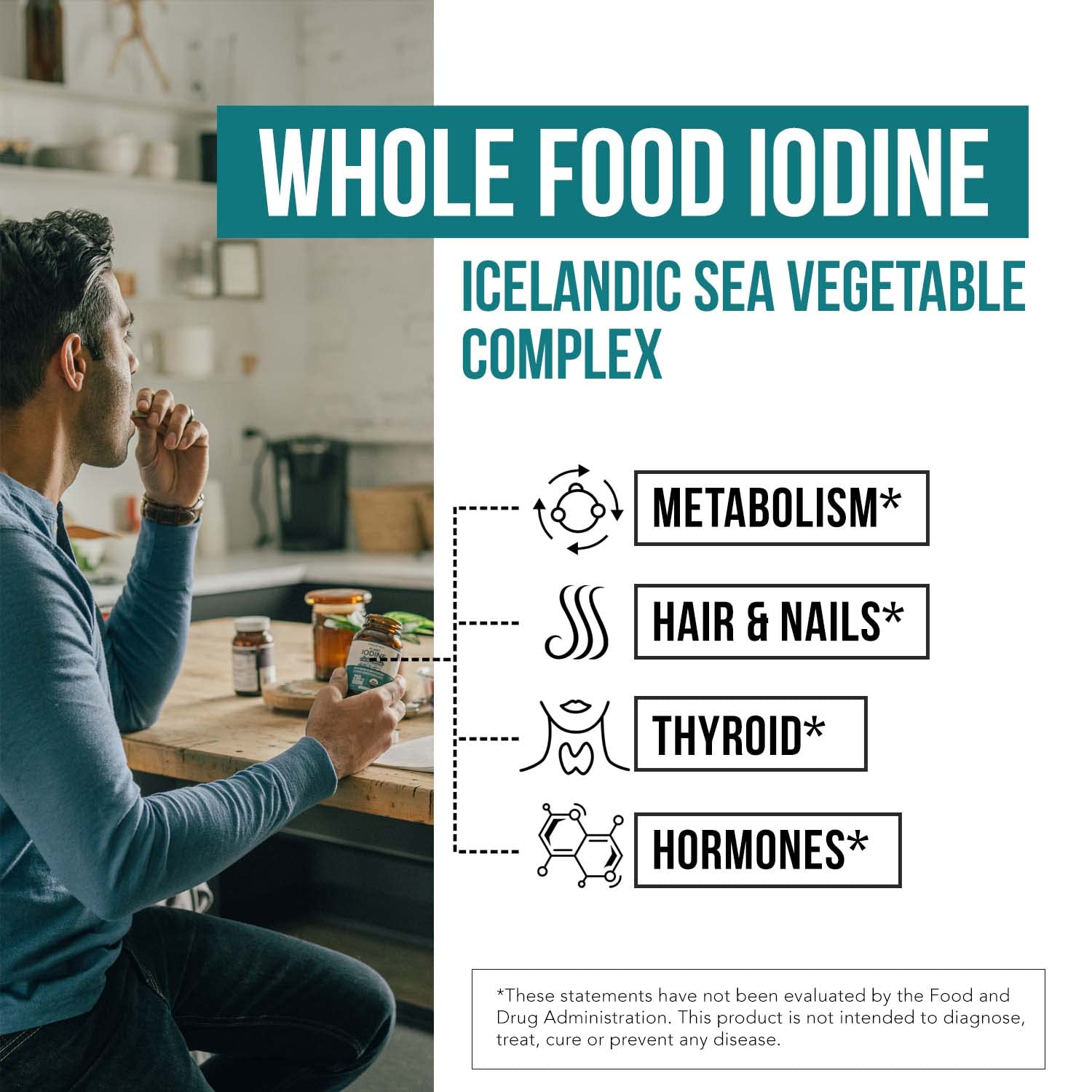 Triquetra Health etiqueta nutricional en primer plano con datos de yodo