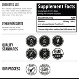 Triquetra Health etiqueta con ingredientes y certificaciones cGMP y pruebas