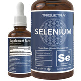 Triquetra Health frasco frontal de selenio en vidrio, presentación limpia y segura