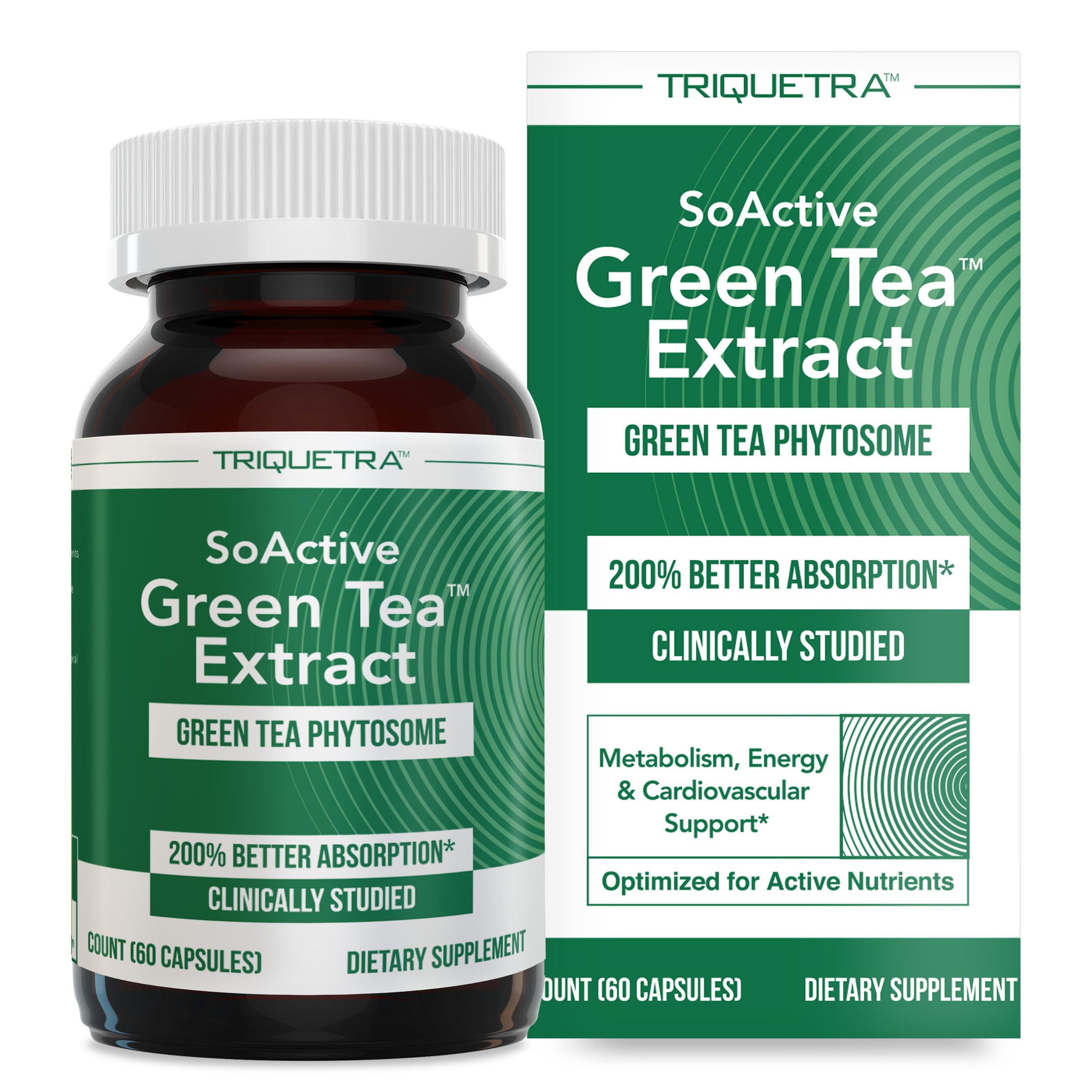 Triquetra Health bote frontal mostrando la etiqueta y beneficio de absorción mejorada