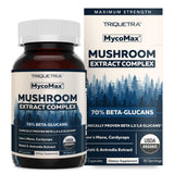 Triquetra Health frasco MycoMax frente mostrando etiqueta y concentración 70% beneficios