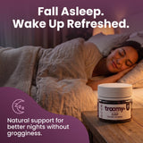 Troomy Nootropics adulto leyendo indicaciones para uso nocturno y toma segura