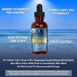 Tropical Oasis etiqueta nutricional legible con D3 8000 IU y K2 120 mcg