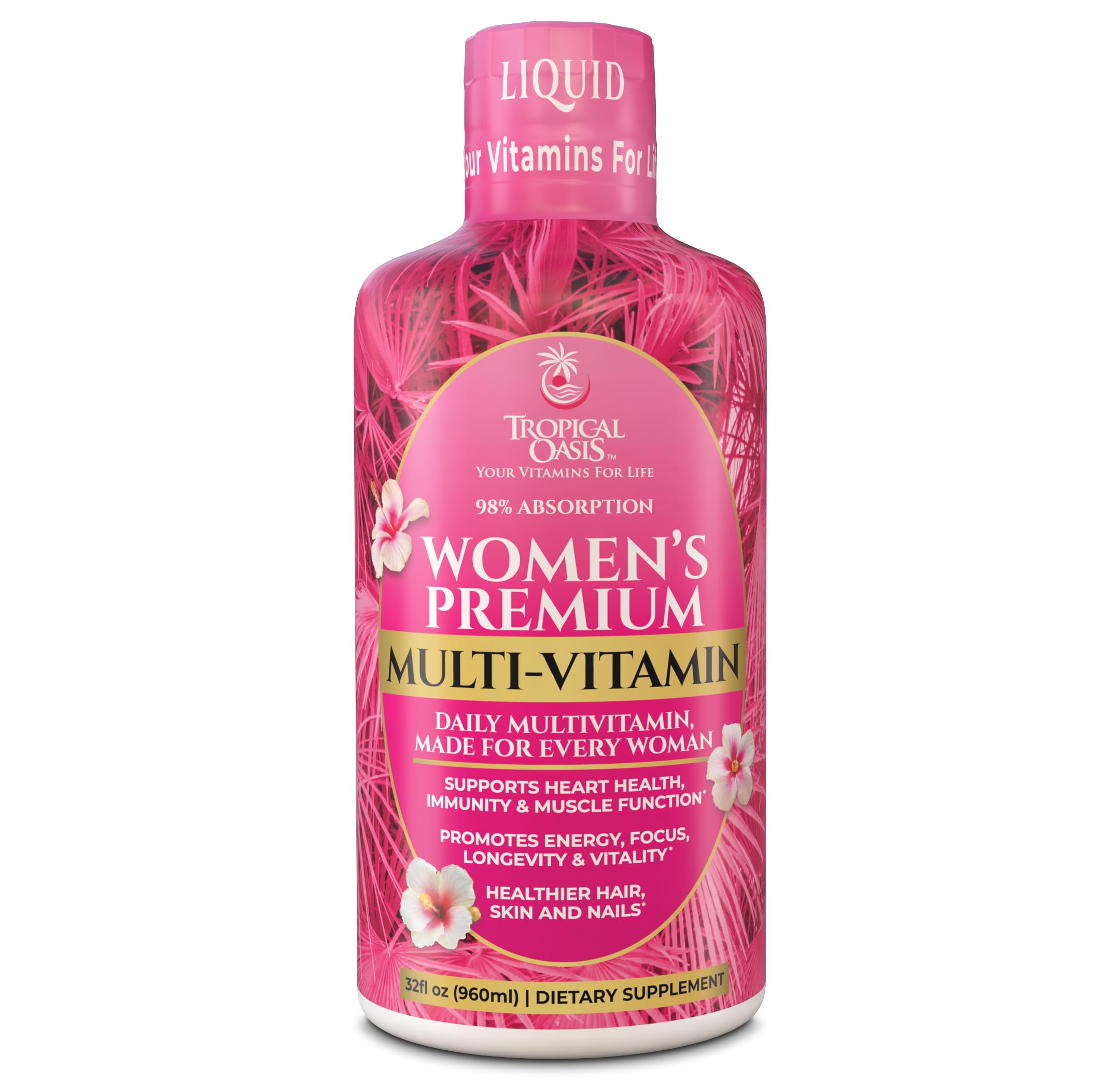 Tropical Oasis envase frontal mostrando presentación y beneficio de absorción rápida