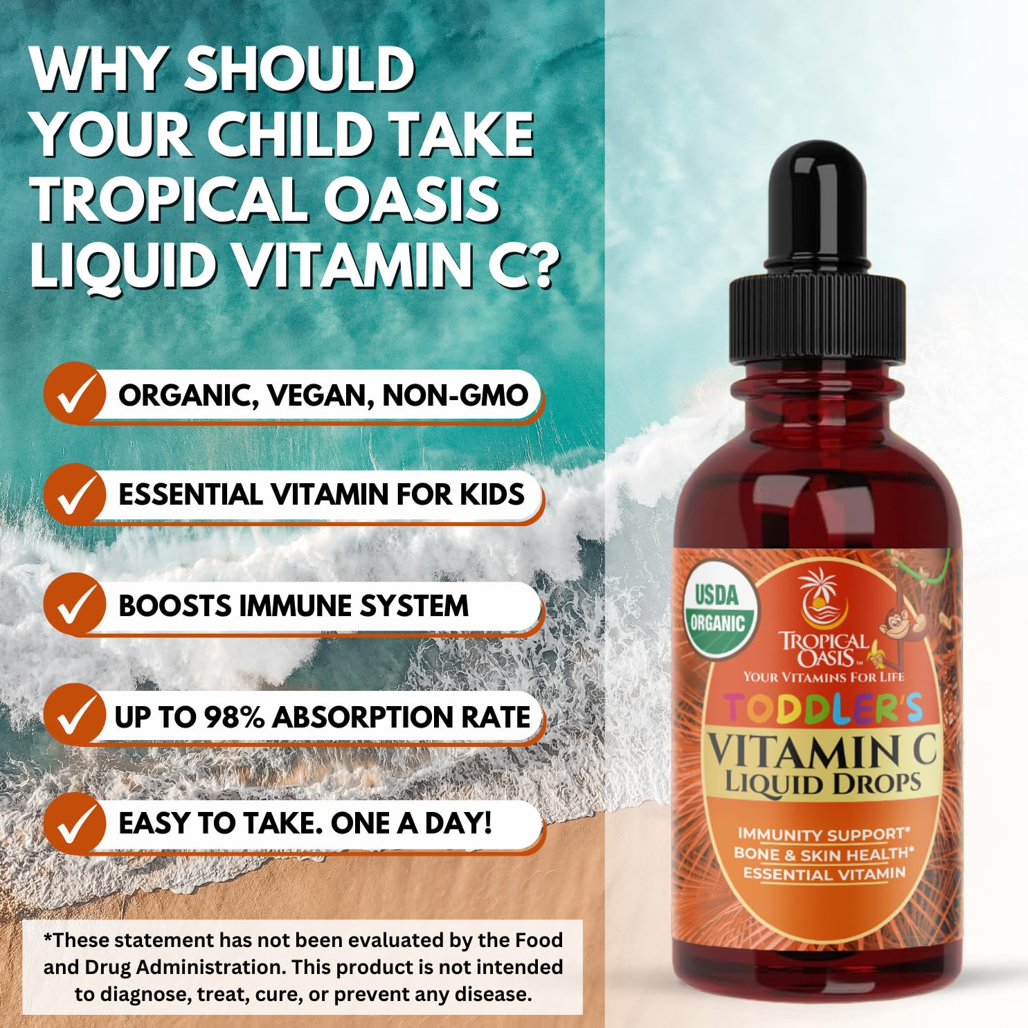 Tropical Oasis niño recibiendo gota fácil y sabrosa para padres